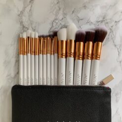 Professionele Make-up Kwastenset – 15-delig Inclusief Luxe Clutch